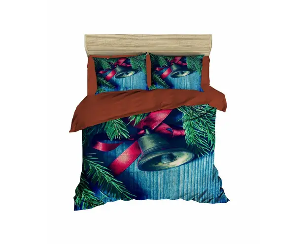 Lenjerie de pat dubla Xmas-404, Pearl Home, 3 piese, amestec bumbac, multicolor