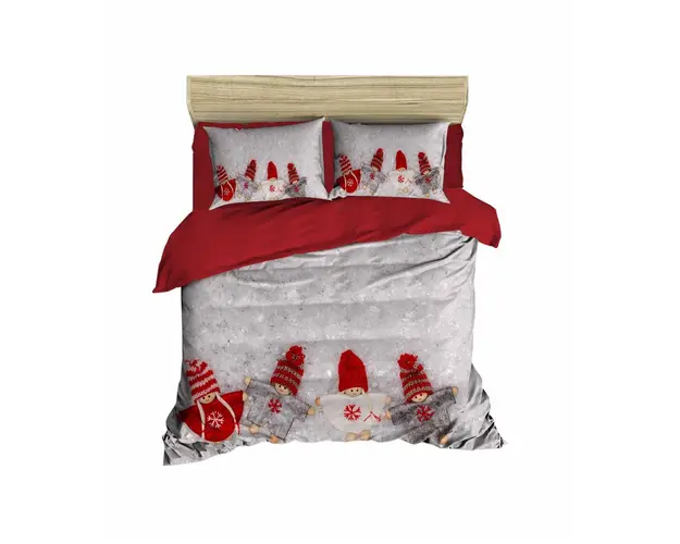 Lenjerie de pat dubla Xmas-411, Pearl Home, 3 piese, amestec bumbac, multicolor