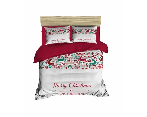 Lenjerie de pat dubla Xmas-426, Pearl Home, 3 piese, amestec bumbac, multicolor