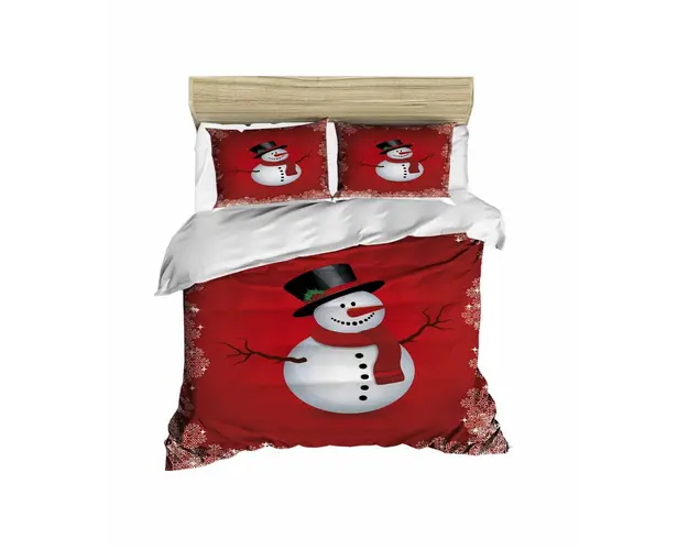 Lenjerie de pat dubla Xmas-430, Pearl Home, 3 piese, amestec bumbac, multicolor