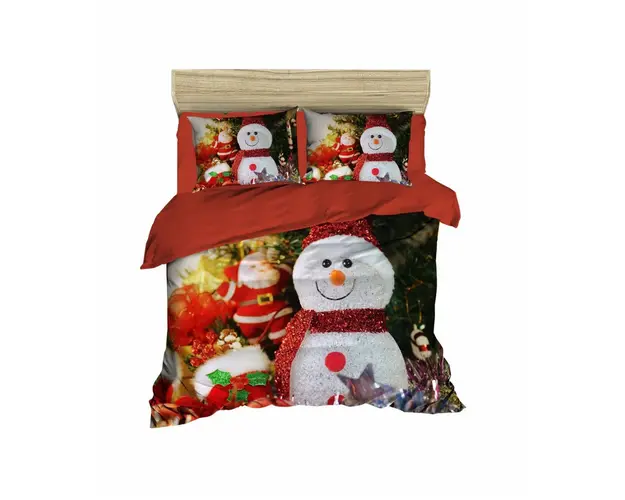 Lenjerie de pat dubla Xmas-433, Pearl Home, 3 piese, amestec bumbac, multicolor