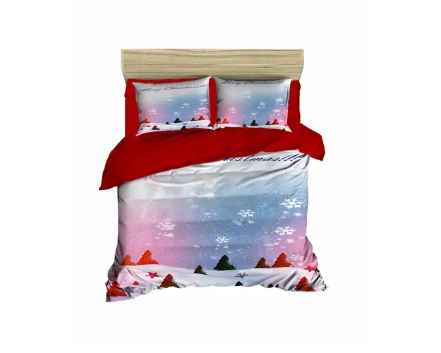 Lenjerie de pat dubla Xmas-439, Pearl Home, 3 piese, amestec bumbac, multicolor