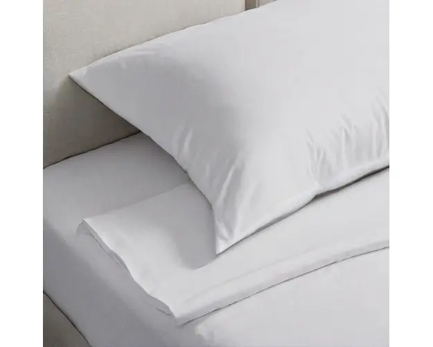 Lenjerie de pat Hotel Line, pentru o persoana, 140x200 cm, bumbac 100%, satin, 300 TC, alb