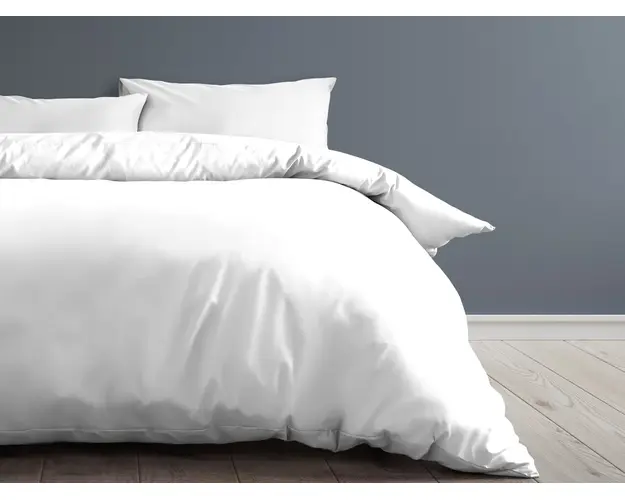 Lenjerie de pat Hotel Line, dubla, 200x220 cm, amestec bumbac, percal, 180 TC, alb