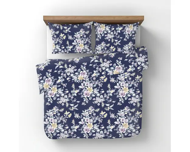 Lenjerie de pat pentru 2 persoane, Flower Decor, Bedora, 6 piese, 200x220, microfibra, multicolor
