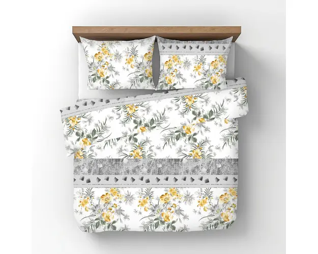 Lenjerie de pat pentru 2 persoane, Spring, Bedora, 6 piese, 200x220, microfibra, multicolor