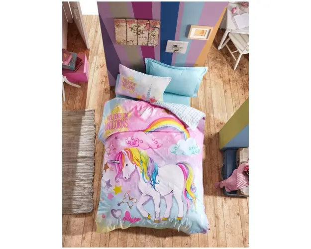 Lenjerie de pat pentru o persoana Dream, Cotton Box, 3 piese, 160 x 240 cm, 100% bumbac ranforce, multicolora
