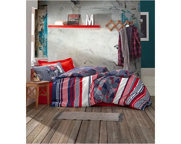 Lenjerie de pat pentru o persoana The Riders - Red, Cotton Box, 3 piese, bumbac ranforce, rosu
