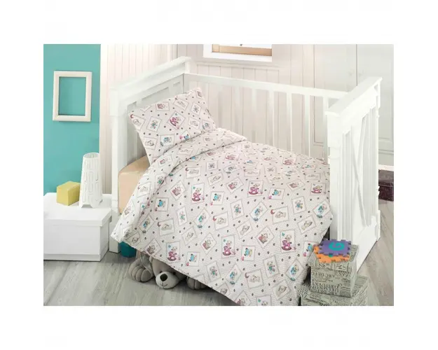 Lenjerie de pat Ranforce pentru copii, Oursson Bedora, 3 piese, 170 x 120 cm, 100% bumbac, multicolora