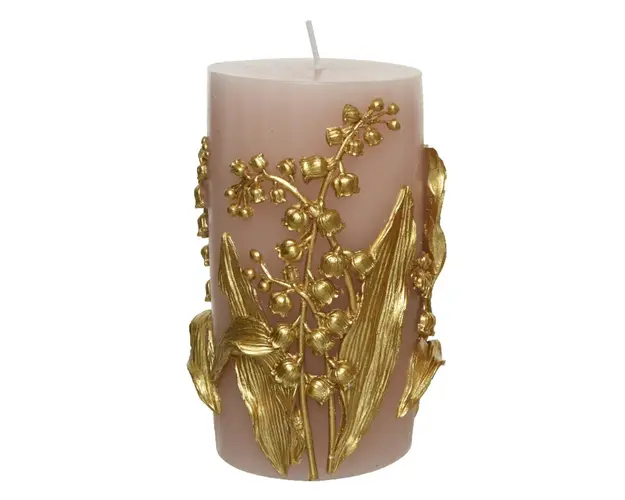 Lumanare Jasmine pattern, Decoris, 7.3x10 cm, ceara, auriu