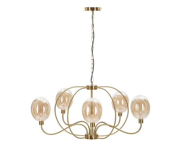 Lustra Vienna, Mauro Ferretti, Ø100 x 96 cm, 5 x E14, 20W, fier/sticla, auriu