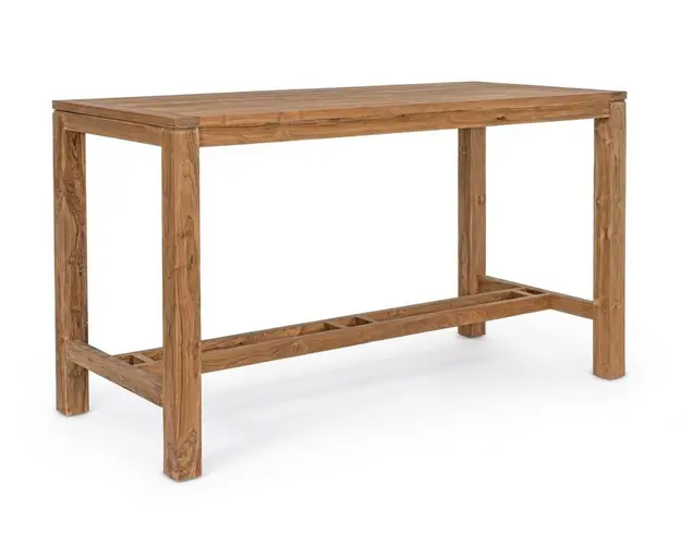 Masa de bar pentru gradina/terasa Maricruz, Bizzotto, 180 x 80 x 105 cm, lemn de tec reciclat, maro