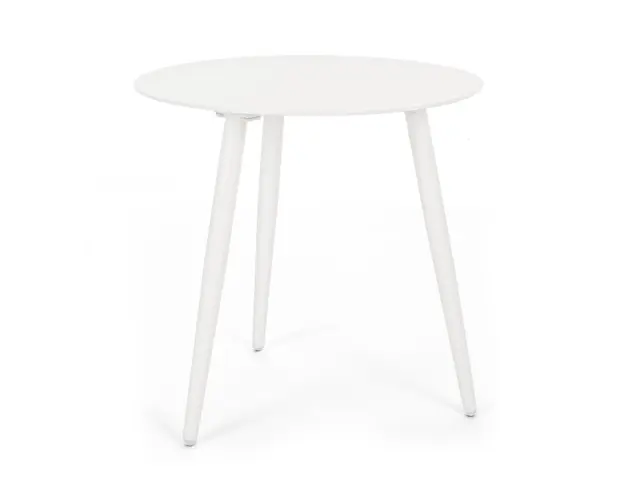 Masa de cafea pentru gradina Ridley, Bizzotto, Ø50 x 48 cm, aluminiu, alb