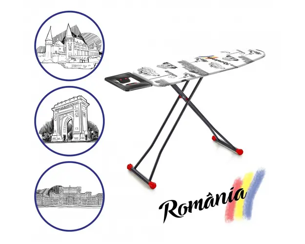 Masa de calcat Romania, Heinner, 42 x 125.5 cm, metal/bumbac, multicolor