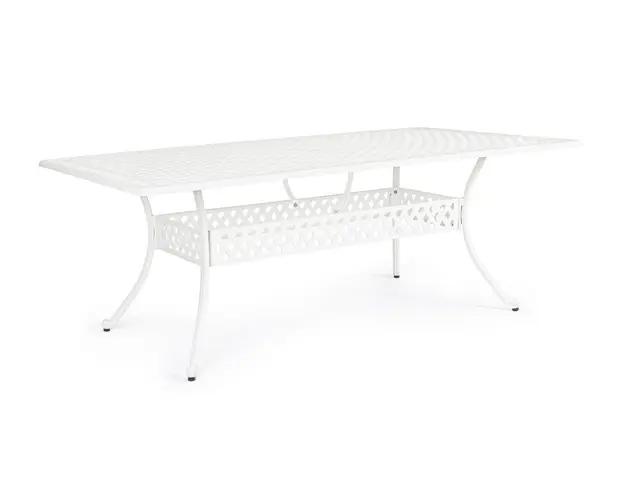 Masa de gradina Ivrea, Bizzotto, 213 x 107 x 73 cm, aluminiu turnat, alb