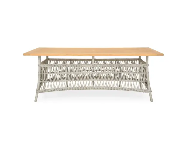 Masa dining dreptunghiulara pentru gradina/terasa Mackinac, 200x100x75 cm, aluminiu/lemn de teak, gri/natur