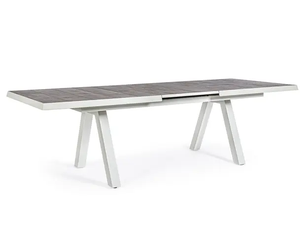 Masa extensibila pentru gradina Krion, Bizzotto, 205-265 x 103 x 78 cm, aluminiu/ceramica, gri