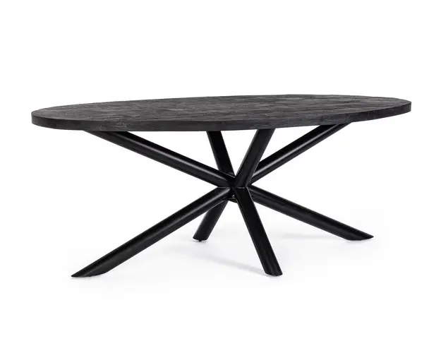 Masa Hastings Oval, Bizzotto, 200 x 110 x 76 cm, otel/lemn de mango