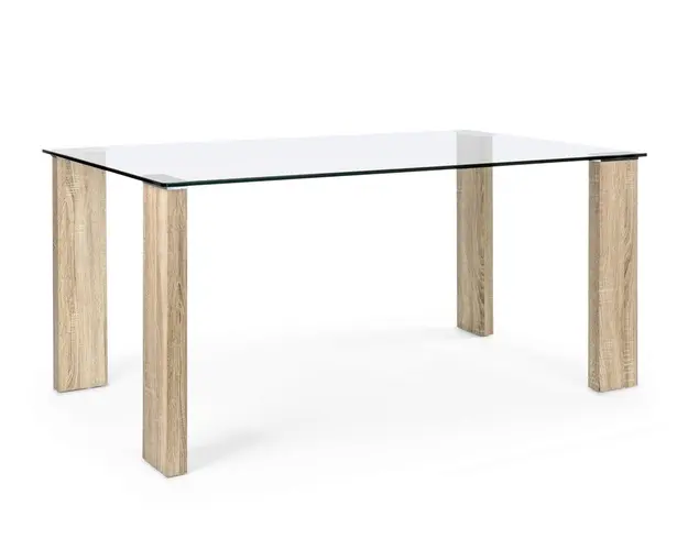 Masa New Arley Nature, Bizzotto, 160 x 90 x 75 cm, MDF/sticla temperata