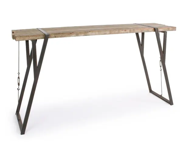 Masa pentru bar Blocks, Bizzotto, 200 x 54 x 110 cm, lemn de brad/otel