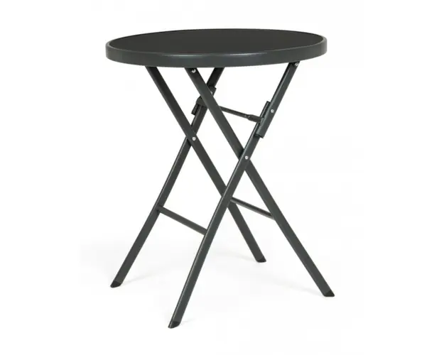 Masa pentru gradina Martinez, Bizzotto, pliabila, Ø60 x 70 cm, otel/sticla temperata