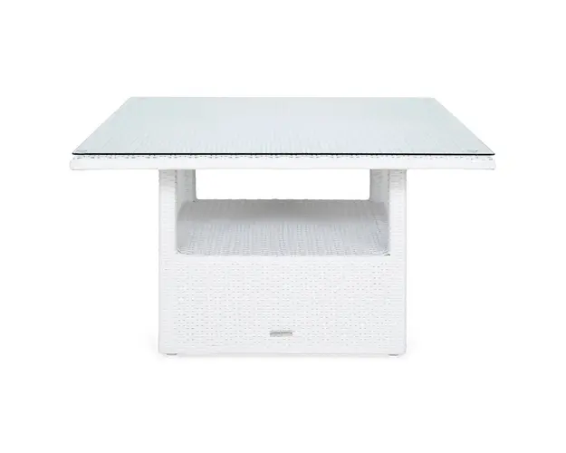 Masa pentru gradina/terasa Miami, 107.5x107.5x63 cm, aluminiu/sticla, alb