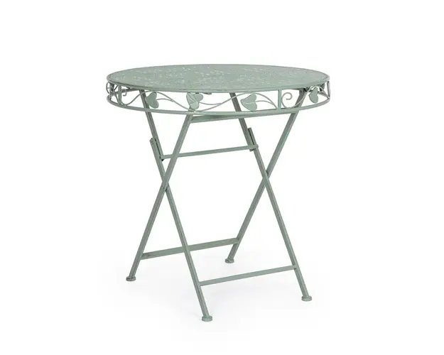 Masa pliabila Harriet Round, Bizzotto, Ø 70 x 74 cm, otel, verde sage