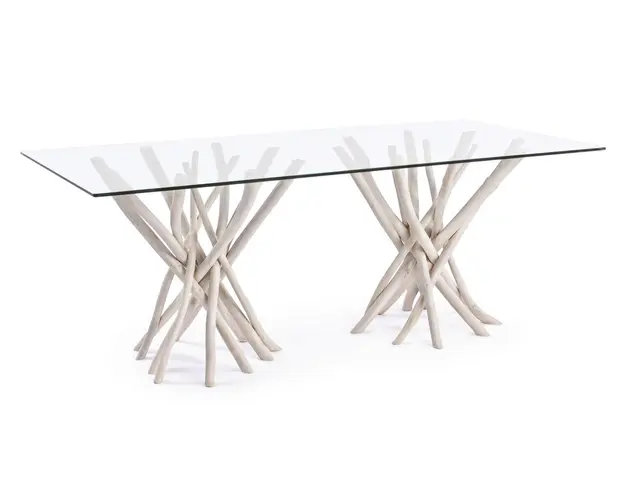 Masa Sahel, Bizzotto, 200 x 100 x 76 cm, ramuri de tec/sticla temperata