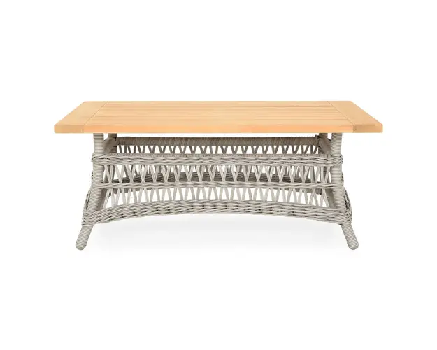 Masuta cafea pentru gradina/terasa Mackinac, 110x60x46 cm, aluminiu/lemn de teak, gri/natur