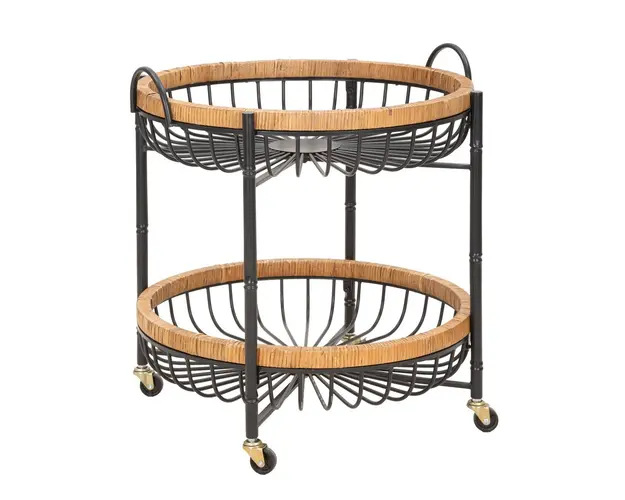 Masuta cu roti Cebu, Mauro Ferretti, 57x55.5x62.5 cm, fier/ratan, multicolor