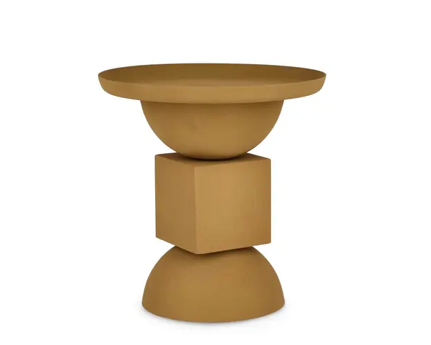 Masuta de cafea Alka, Bizzotto, Ø40.5 x 41.5 cm, otel, finisaj mat, galben mustar