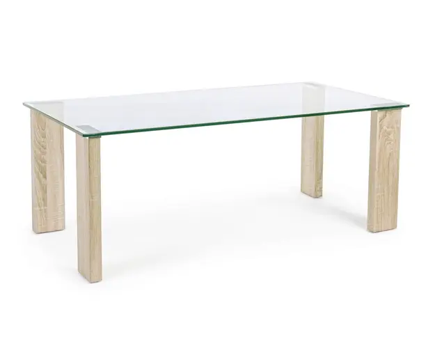 Masuta de cafea Arley Nature, Bizzotto, 120 x 60 x 45 cm, MDF/sticla temperata