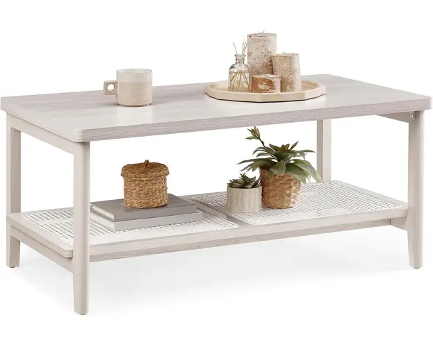 Masuta de cafea Boho, Vasagle, 100x55x45 cm, max 90 kg, MDF, bej deschis