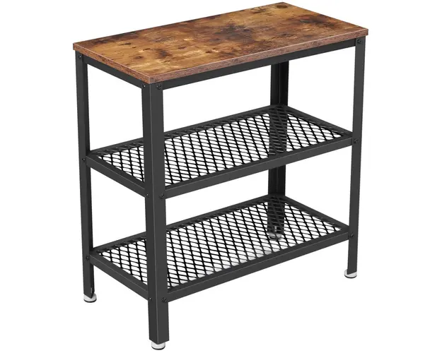 Masuta de cafea cu 2 rafturi Vasagle, 60 x 30 x 60 cm, PAL/otel, maro rustic