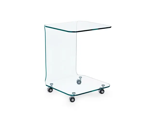 Masuta de cafea cu roti Iride, Bizzotto, 45 x 45 x 60 cm, sticla