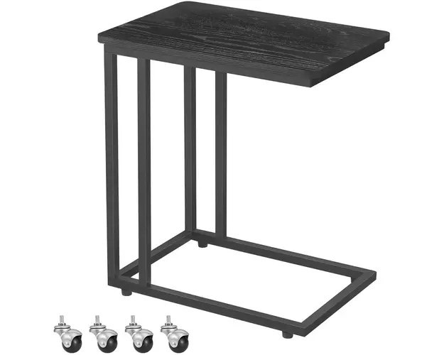 Masuta de cafea cu roti, Vasagle, 50x35x60 cm, max 25 kg, PAL/otel, negru