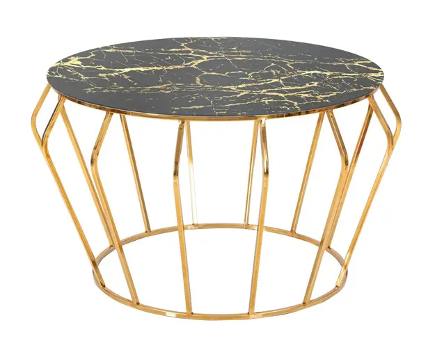 Masuta de cafea Histor, Mauro Ferretti, Ø 78x44.5 cm, fier, negru/auriu