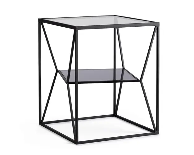 Masuta de cafea Hydra, Bizzotto, 40 x 40 x 50 cm, otel/sticla temperata