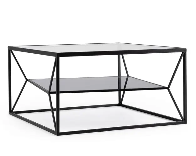 Masuta de cafea Hydra, Bizzotto, 70 x 70 x 38 cm, otel/sticla temperata