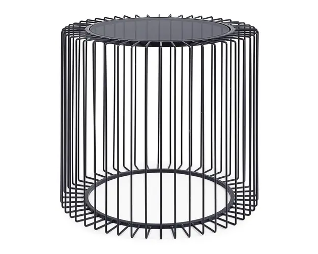 Masuta de cafea Kieran, Bizzotto, Ø50 x 48 cm, otel/sticla temperata