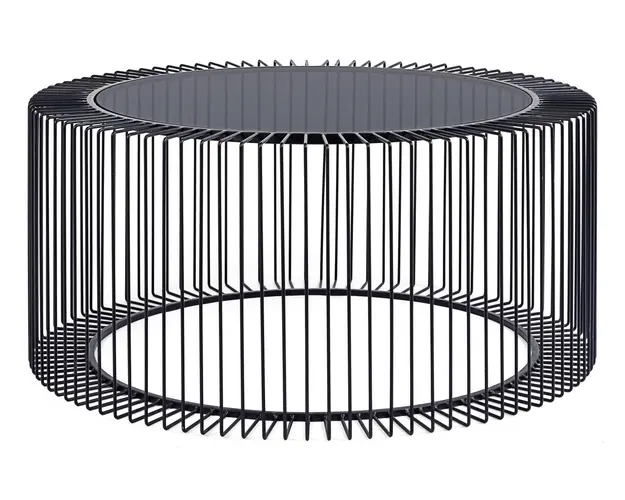 Masuta de cafea Kieran, Bizzotto, Ø80 x 38 cm, otel/sticla temperata