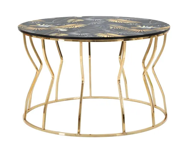 Masuta de cafea Leaf Top, Mauro Ferretti, Ø 70x43.5 cm, fier, auriu