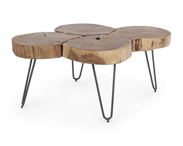 Masuta de cafea Orbital Log, Bizzotto, 90x60x40 cm, lemn de salcam/otel