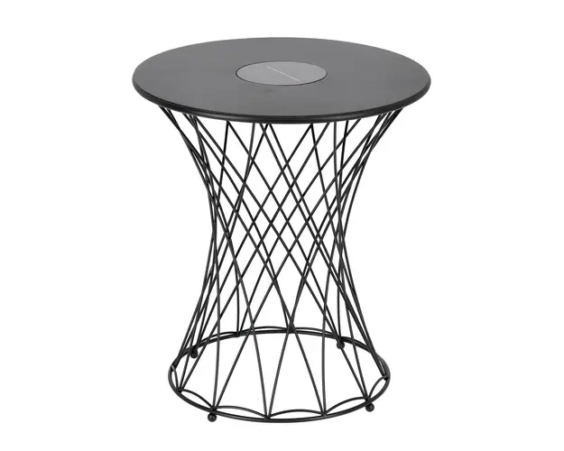 Masuta de cafea pentru gradina cu lampa solara Jeevan, Bizzotto, 40x45 cm, LED, otel/polipropilena, negru