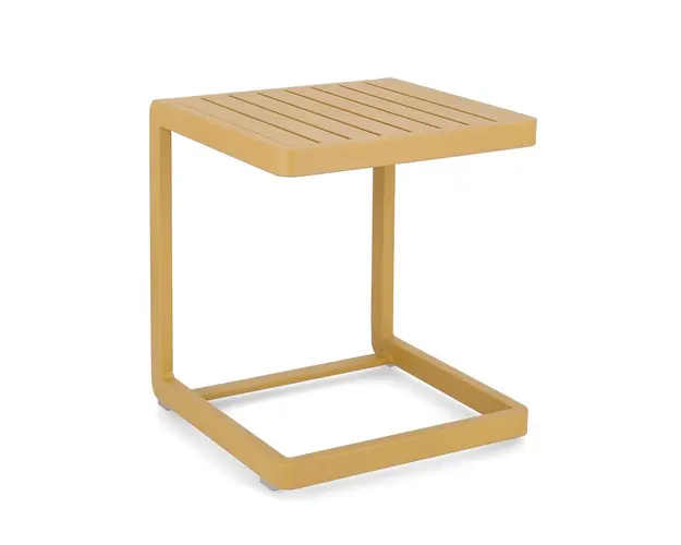 Masuta de cafea pentru gradina Konnor, Bizzotto, 40 x 40 x 45 cm, aluminiu, galben mustar