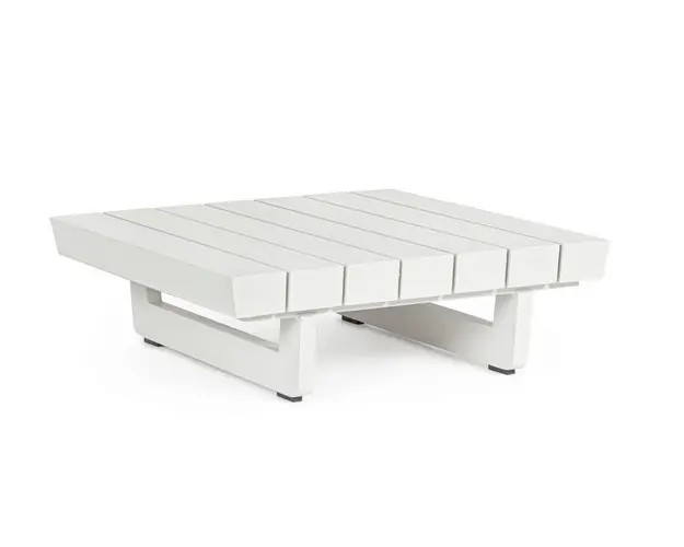 Masuta de cafea pentru gradina/terasa Infinity, Bizzotto, 73.5 x 73.5 x 24 cm, aluminiu, alb