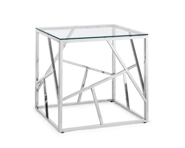 Masuta de cafea Rayan, Bizzotto, 55 x 55 x 55 cm, inox/sticla temperata