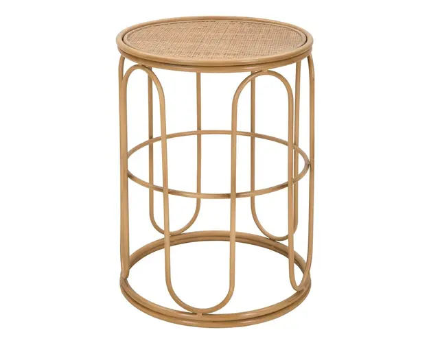 Masuta de cafea Samui, Mauro Ferretti, Ø 40x55 cm, fier/ratan, natural