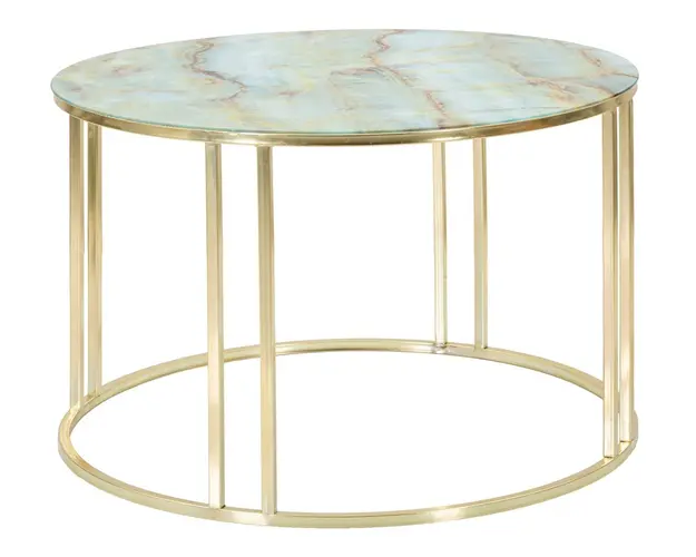 Masuta de cafea Sepa, Mauro Ferretti, Ø 75x48 cm, fier/sticla, auriu