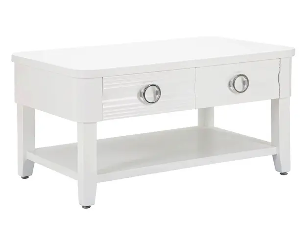 Masuta de cafea, Shine, Mauro Ferretti, 90 x 60 x 47 cm, lemn de brad/MDF/metal, alb